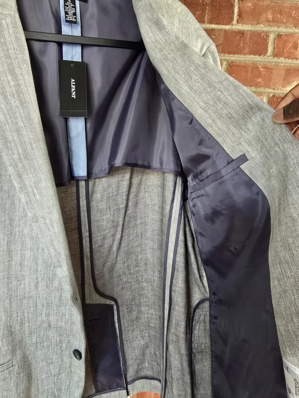 Alfani Men's Light Gray Linen-Blend Suit